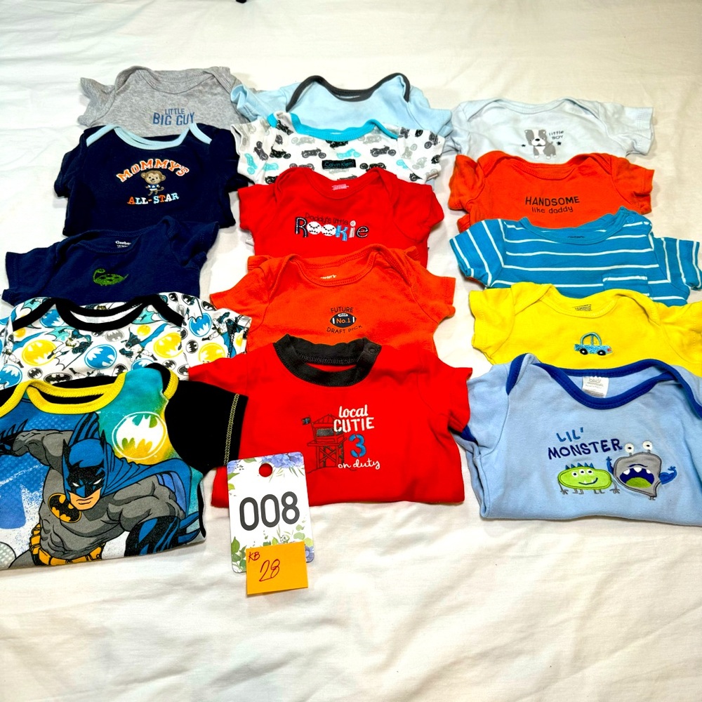 Baby boy 3-6M 15 pcs onesies + 1 not pictured =16pcs. ,3-6M boy bundle kb28